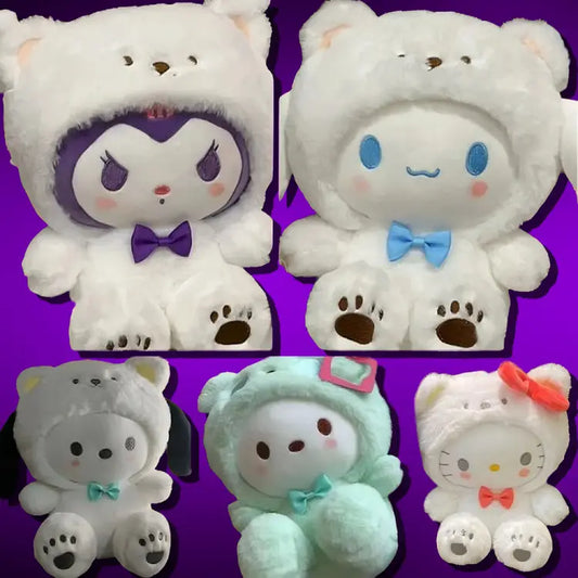 25cm plushies, cute fluffy white bear costume